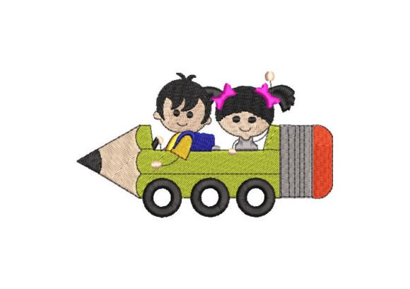 Review: Children in Pencil Car Embroidery Design