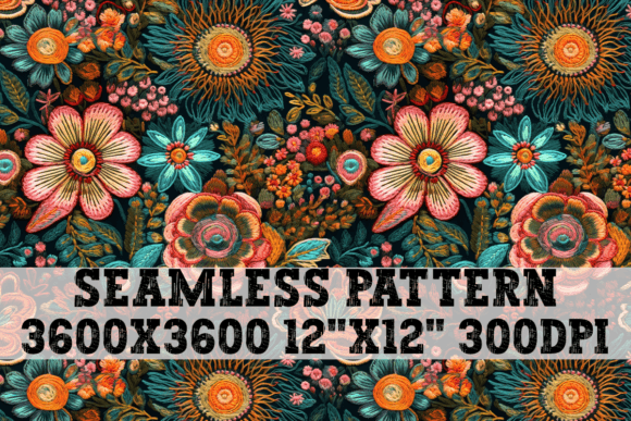 Review: Floral Embroidery Scene Seamless Pattern