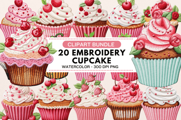 Reviewing the Embroidery Cupcake Clipart Bundle